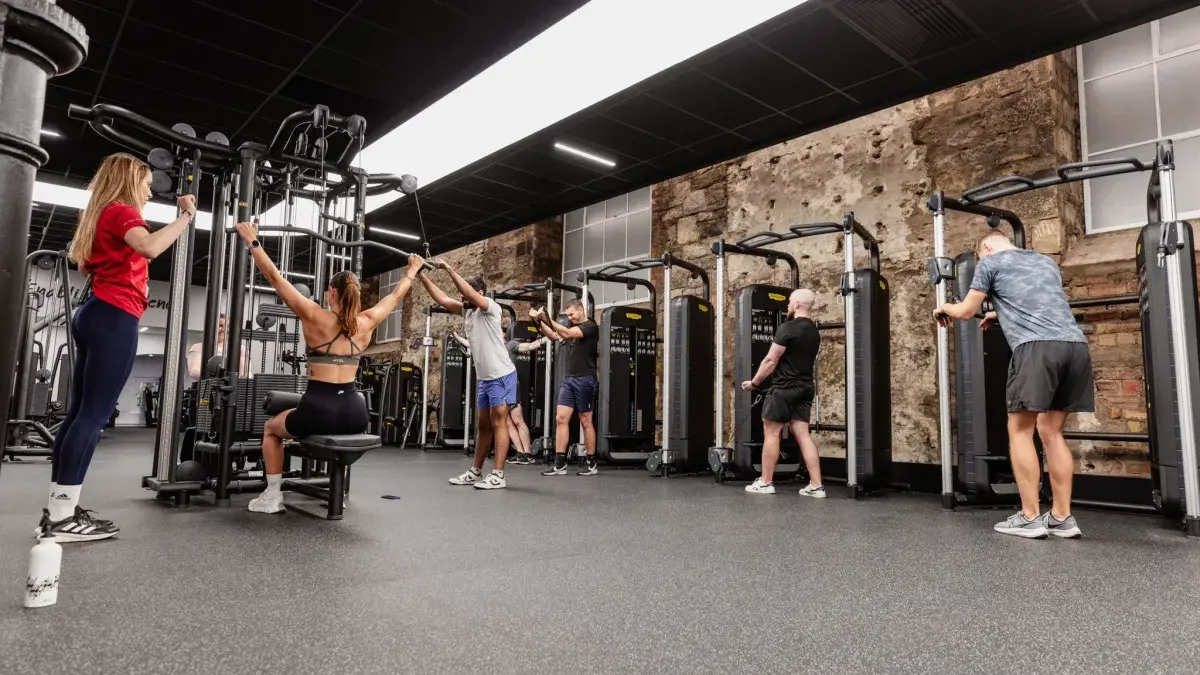 View of gym members using kit