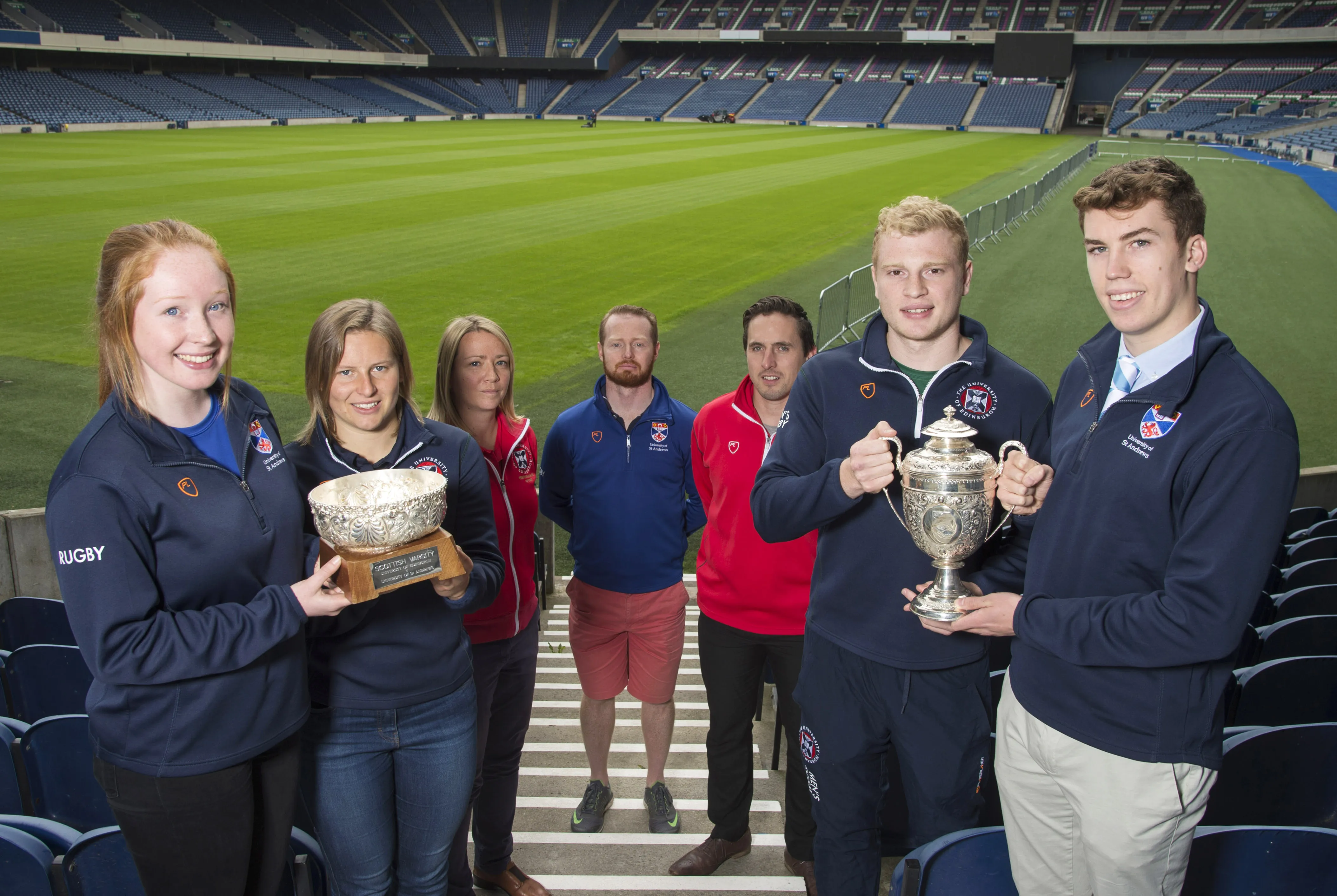Scottish Varsity Launch photo, players and coaches
