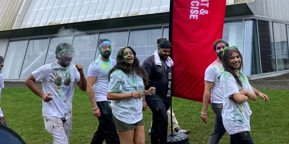 Students crossing the line at Colour Run