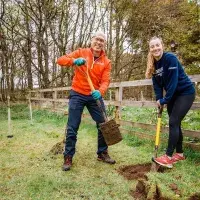 Sport & Exercise Director planting trees at Easter Bush 