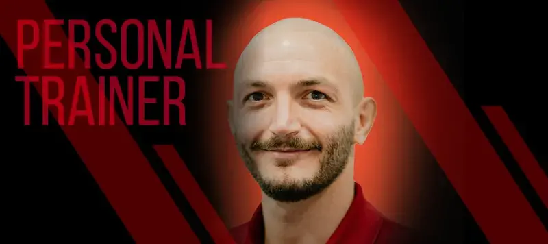 Image of man smiling with text reading personal trainer