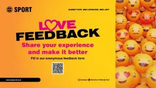 love feedback poster asking for feedback on the customer experience