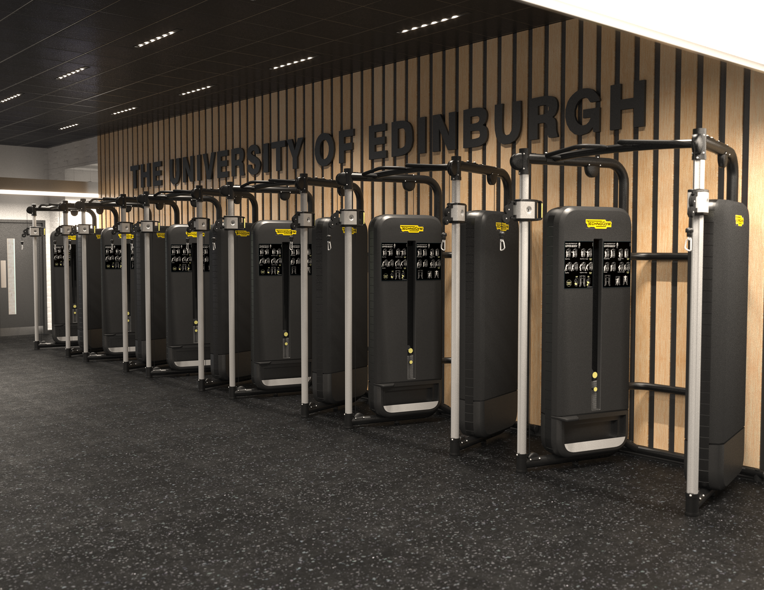 Artist impression of Eric Liddell Gym Layout showing pin select equipment