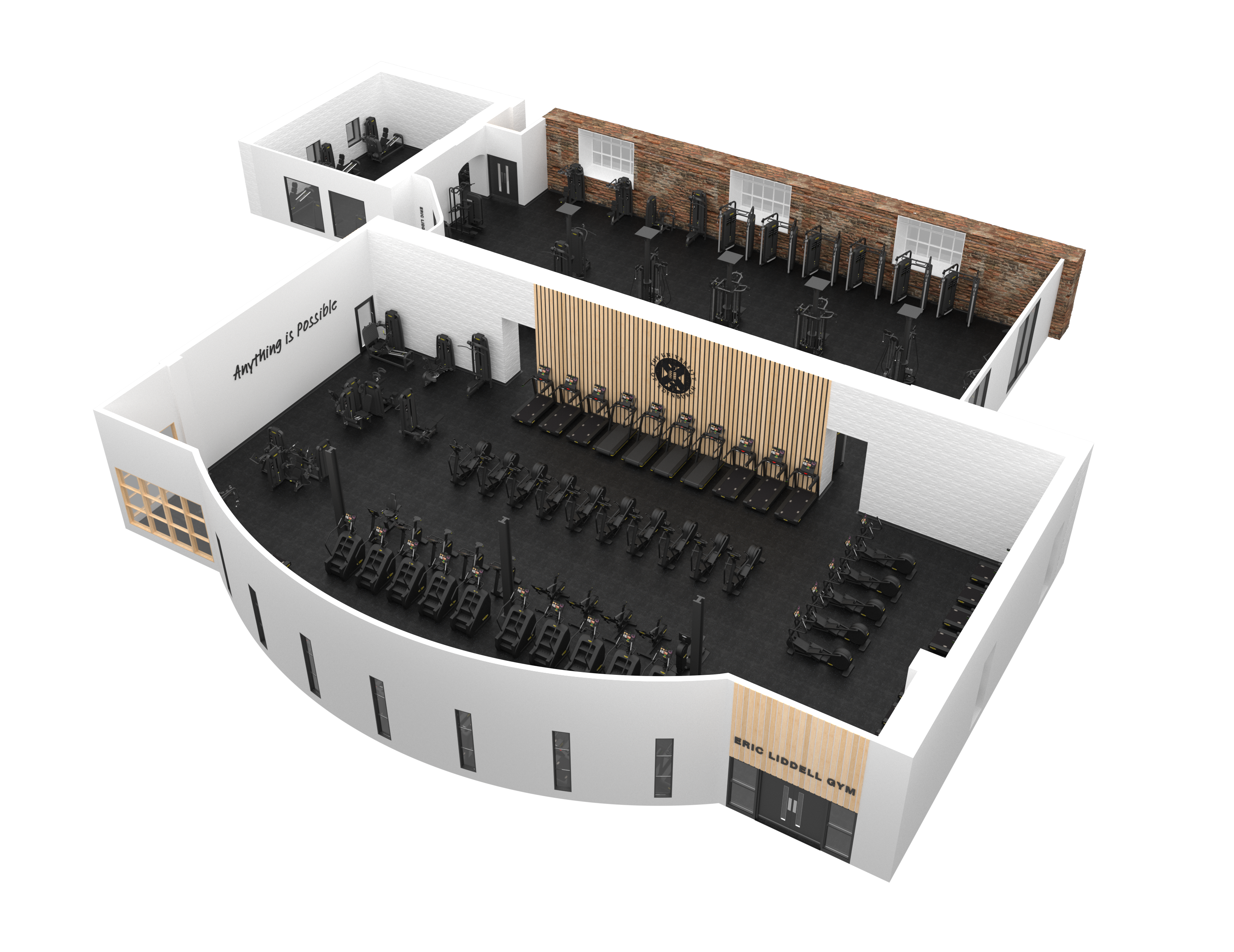 Artist impression of Eric Liddell Gym Layout from above